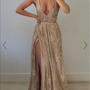 Showpo Plunge Cross Back Maxi Dress